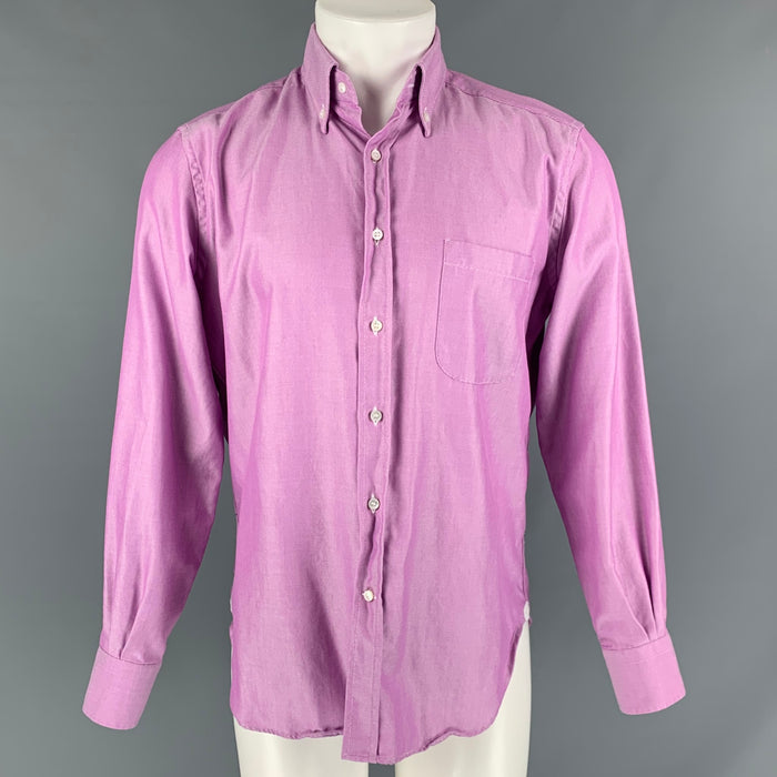 LORO PIANA Size M Purple Cotton Button Down Long Sleeve Shirt