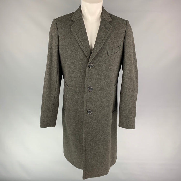 DRIES VAN NOTEN Size 40 Olive Wool Notch Lapel Coat