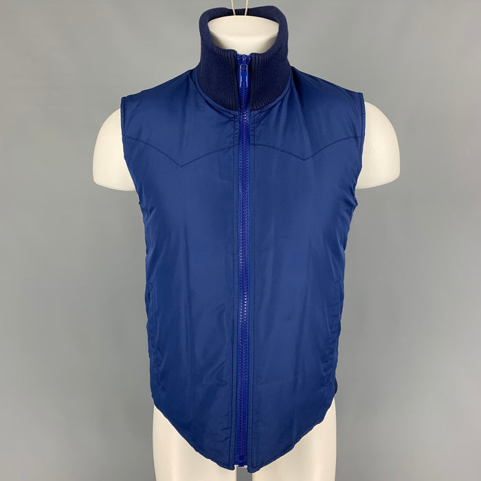 MARC JACOBS Size M Blue Quilted Polyester Zip Up Vest