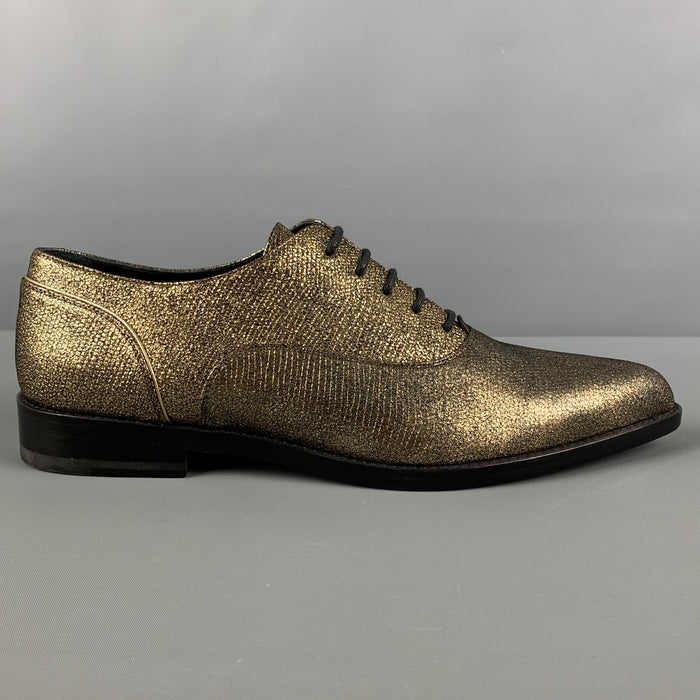LANVIN Size 7.5 Gold Metallic Leather Lace Up Shoes