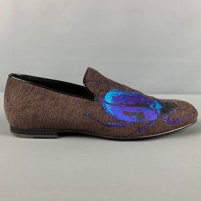 JIMMY CHOO Size 8 Brown Purple Woven Leather Slip On Loafers