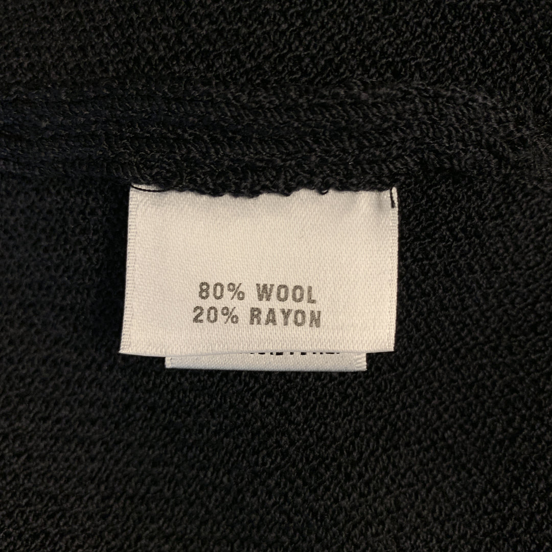 ST. JOHN Size S Black Wool/Rayon Knitted Striped Sleeveless Dress