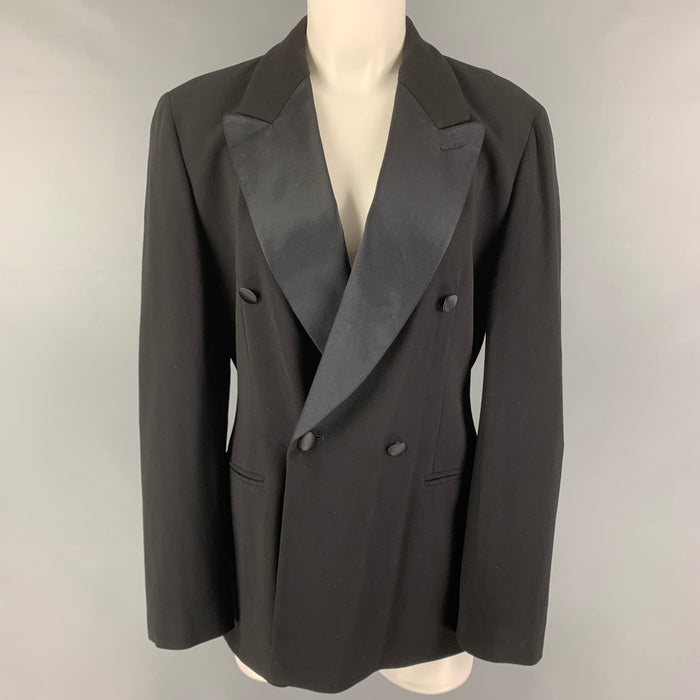 GIORGIO ARMANI Chaqueta cruzada de lana negra talla L