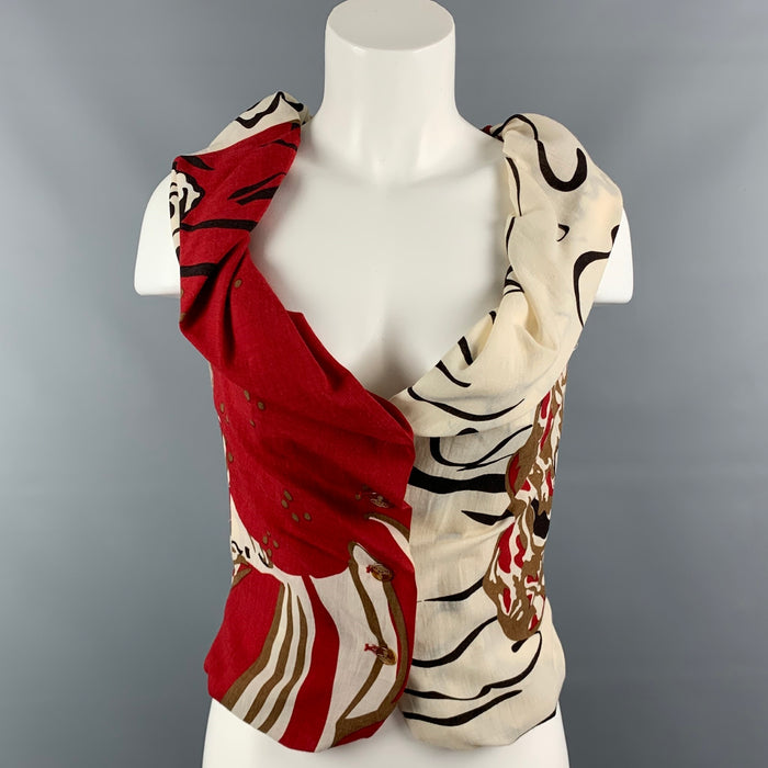 VIVIENNE WESTWOOD RED LABEL Size 6 Red & Black Abstract Wool Blouse