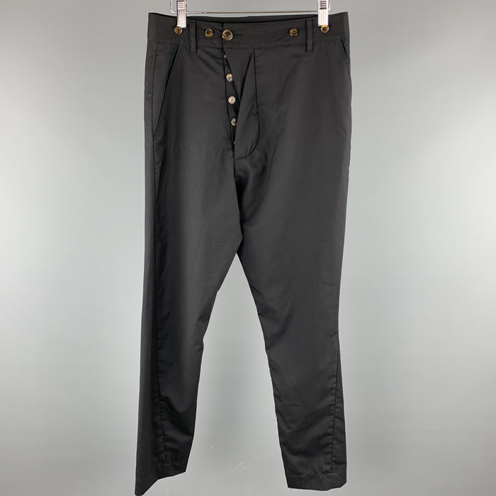 VIVIENNE WESTWOOD Size 28 x 31 Black Solid Lana Wool Casual Pants