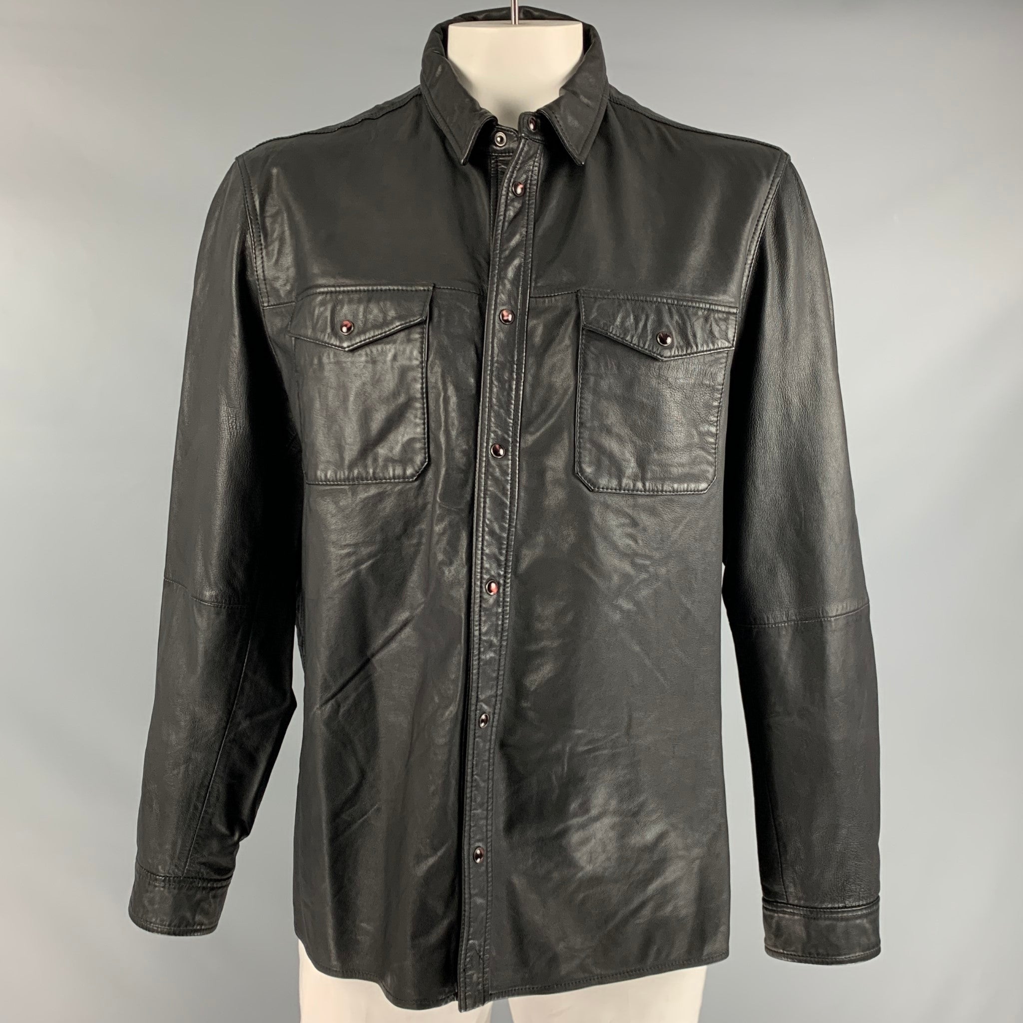 Shop Polo Ralph Lauren Leather Shirt Jacket