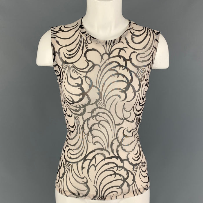 DRIES VAN NOTEN Size XS White Black Polyamide Abstract Casual Top