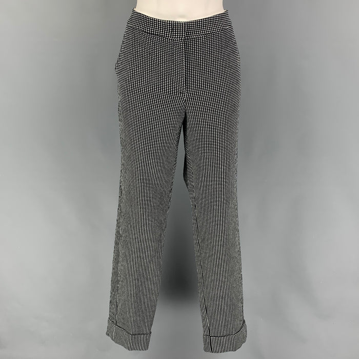 ARMANI COLLEZIONI Size 12 Black & White Cotton Blend Checkered Dress Pants