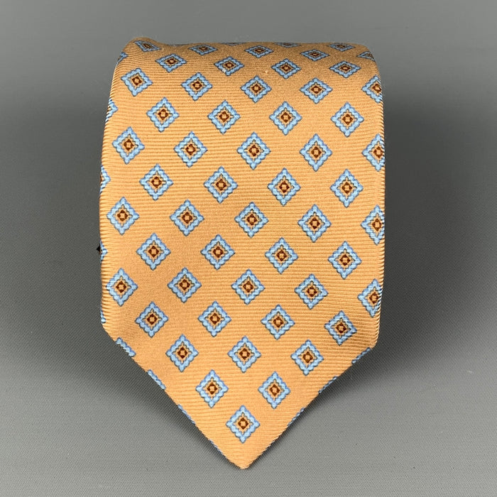 KITON Yellow Blue Rhombus Silk Tie