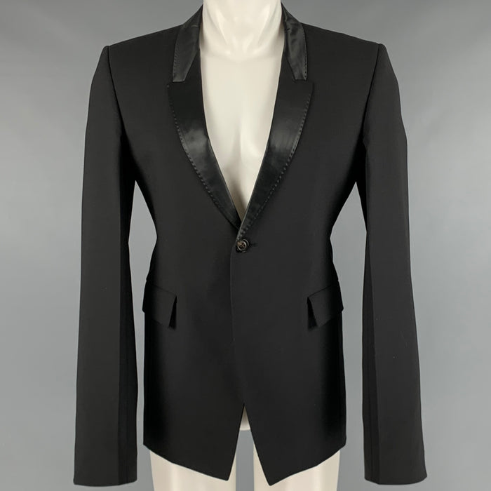 RICK OWENS Size 40 Black Polyester Blend Single Button Jacket