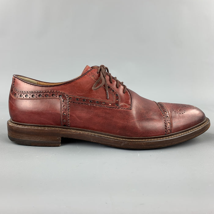 GUCCI Size 8.5 Burgundy Perforated Leather Lace Up Shoes