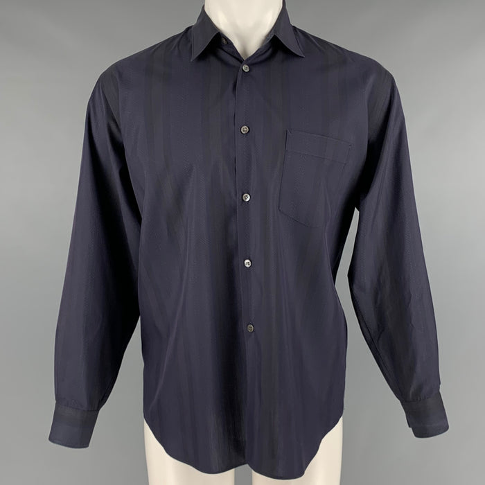 COMME des GARCONS Size M Grey Purple Stripe Polyester Cotton Long Sleeve Shirt