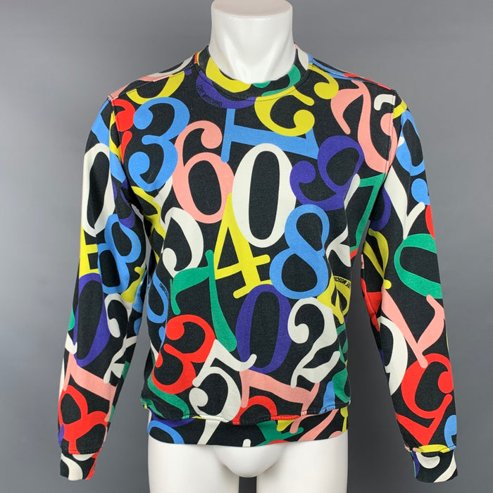 LOVE MOSCHINO Size S Multi-Color Print Crew-Neck Sweatshirt