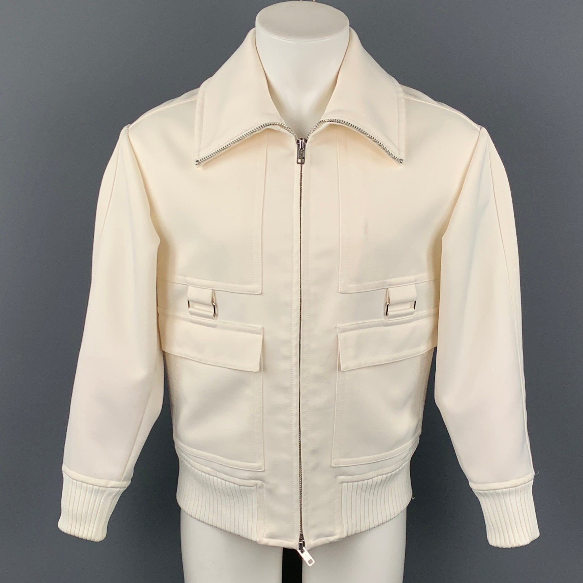 3.1 PHILLIP LIM Size L Off White Polyester Bomber Jacket – Sui