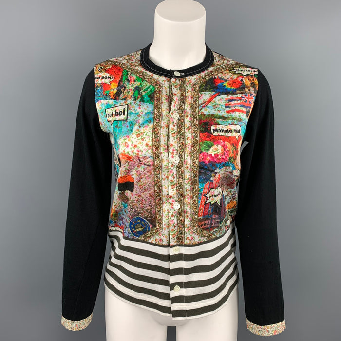 COMME des GARCONS TRICOT Size S Black Cotton Buttoned Cardigan