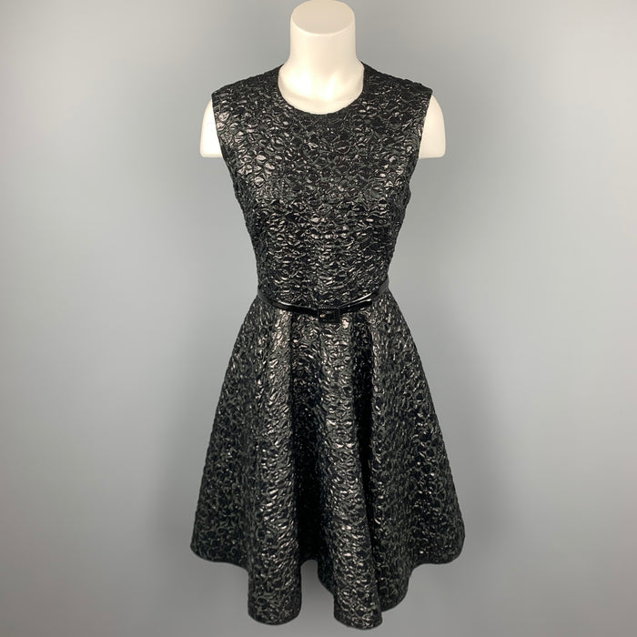 GIAMBATTISTA VALLI Size 6 Black Brocade Polyamide Blend A-Line Dress