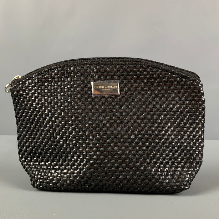 GIORGIO ARMANI Neceser de maquillaje de charol sintético tejido negro