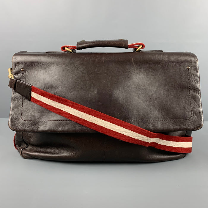 BALLY Brown Leather Crossbody Briefcase Bag