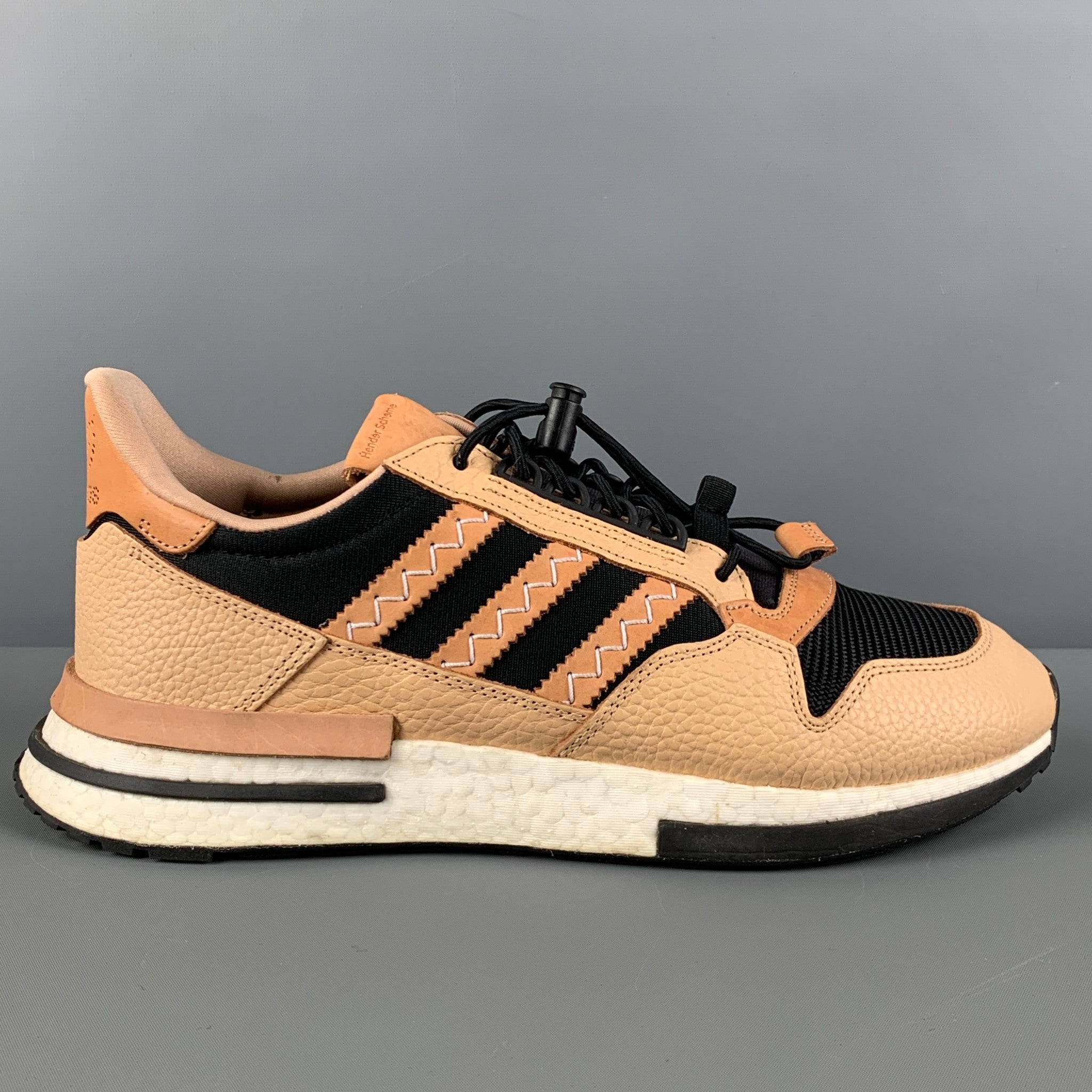 ADIDAS x HENDER SCHEME Size 10.5 Tan Black Mixed Materials Leather Lace Up  Sneakers