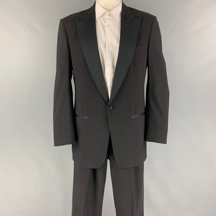 Vintage CHRISTIAN DIOR Size 41 Black Long Virgin Wool Tuxedo Suit