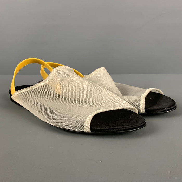 THE ROW Size 7.5 Cream Black Viscose Silk See Through Slingback Flats