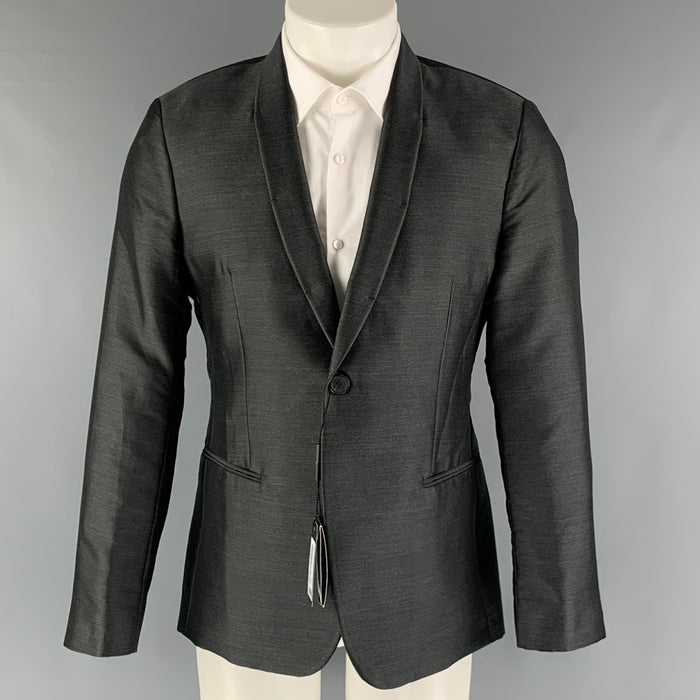 EMPORIO ARMANI Size 38 Charcoal Solid Polyester Blend Sport Coat