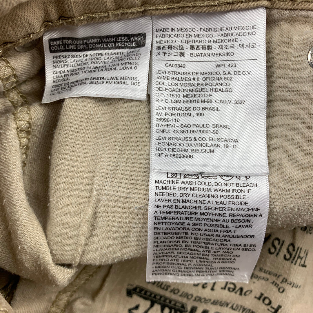 LEVI'S 513 Size 31 Khaki Denim Zip Fly Jeans