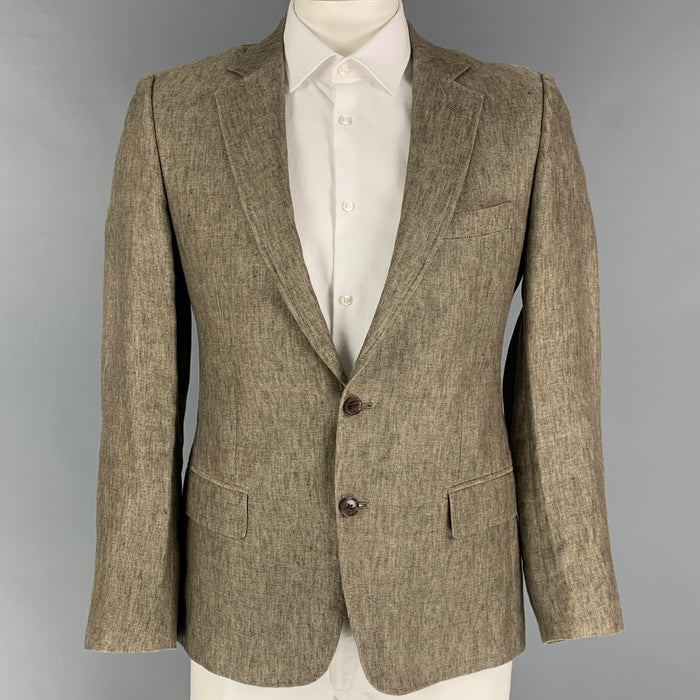 DOLCE & GABBANA Abrigo deportivo con solapa de muesca de lino jaspeado color avena talla 40