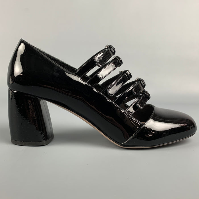 MIU MIU Size 7.5 Black Patent Leather Pumps