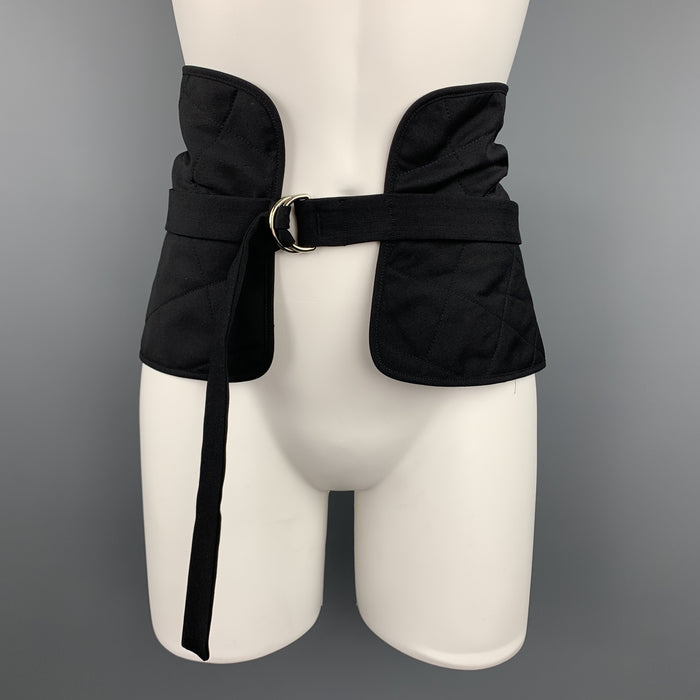 JIL SANDER Size 6 Black Quilted Wool / Mohair D Loop Belt