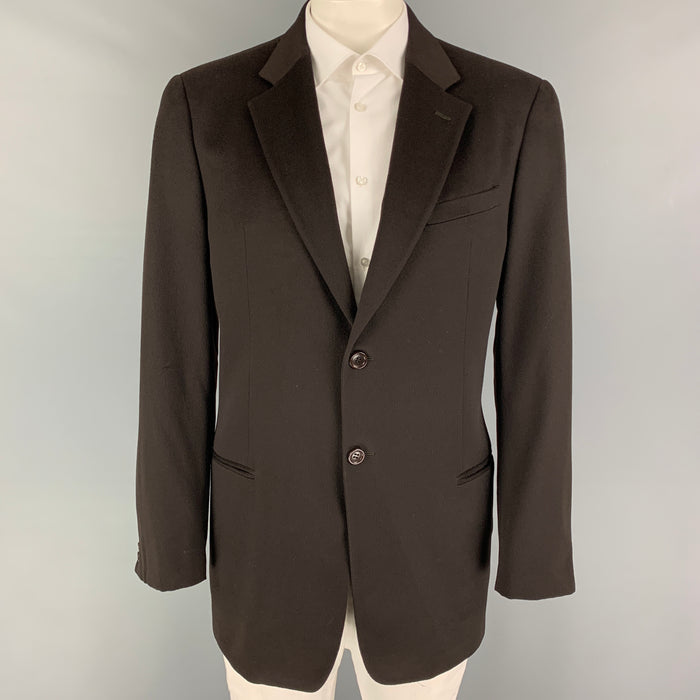 ARMANI COLLEZIONI Talla 44 Abrigo deportivo largo con solapa de muesca de cachemira marrón