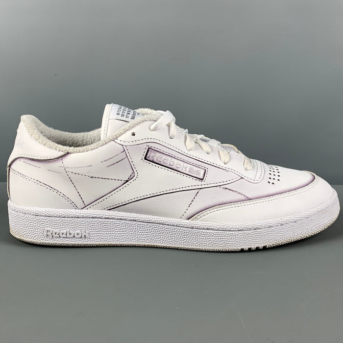 REEBOX x MAISON MARGIELA Size 10.5 White Black Leather Lace Up Sneakers