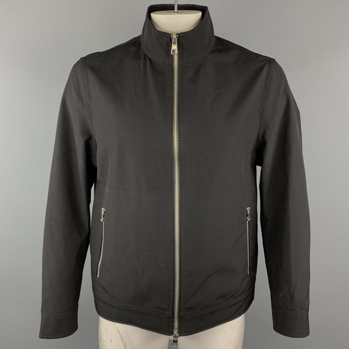 MICHAEL KORS Size L Black Wool Zip Up Zip Pockets Snaps Jacket