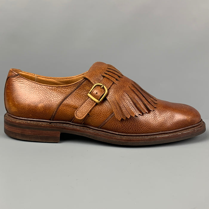 RALPH LAUREN Size 10.5 Tan Fringe Tongue Leather Lace Up Shoes