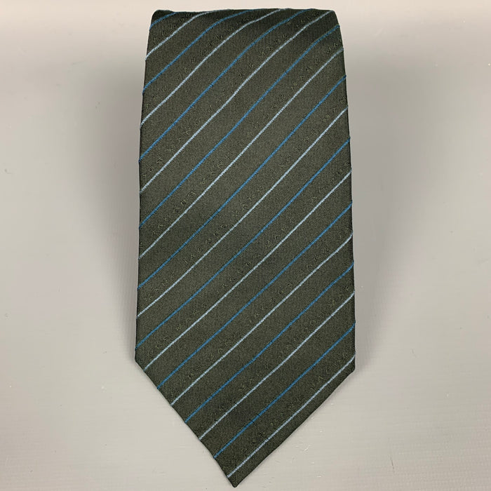 MARC JACOBS Olive Diagonal Stripe Silk Tie