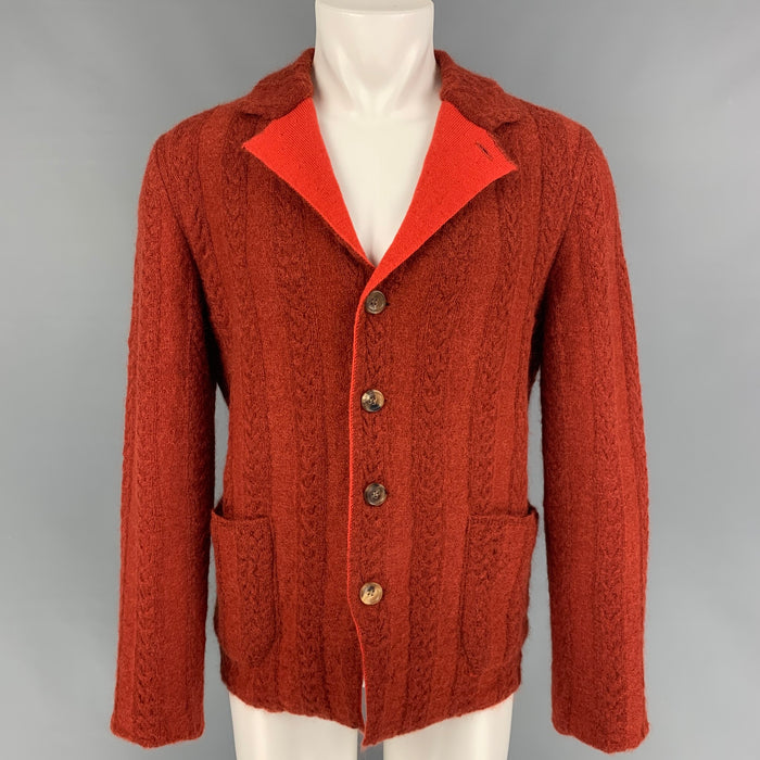 ISSEY MIYAKE Size M Orange Rust Knit Reversible Cardigan