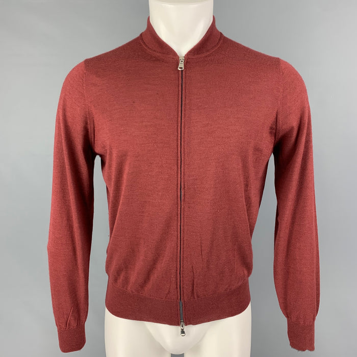 BRUNELLO CUCINELLI Size S Red Cashmere Silk Bomber Jacket