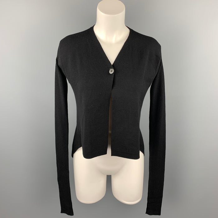 RICK OWENS VICIOUS S/S 14 Size M Black Knitted Virgin Wool Asymmetrical Cardigan