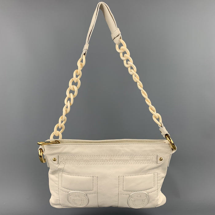 MARC JACOBS Bolso de mano de piel color crema con correa para el hombro