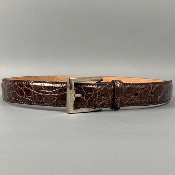 GUCCI Size 34 Brown Alligator Belt