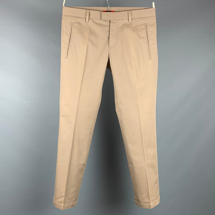 PRADA Size 34 Khaki Cotton Blend Button Fly Casual Pants