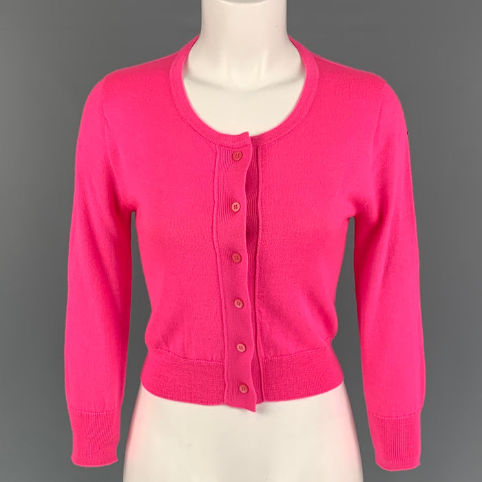 OSCAR DE LA RENTA Size XS Pink Cashmere Silk Cropped Cardigan
