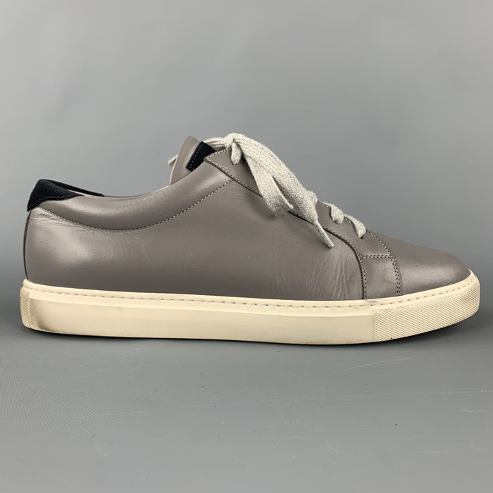 BRUNELLO CUCINELLI Size 10 Grey & Navy Leather Lace Up Sneakers