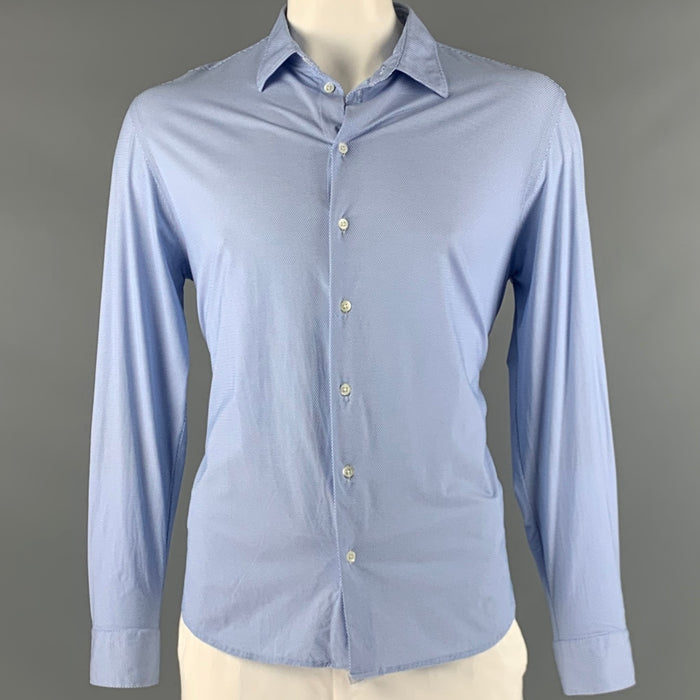 EMPORIO ARMANI Size XXL Blue White Nailhead Long Sleeve Shirt