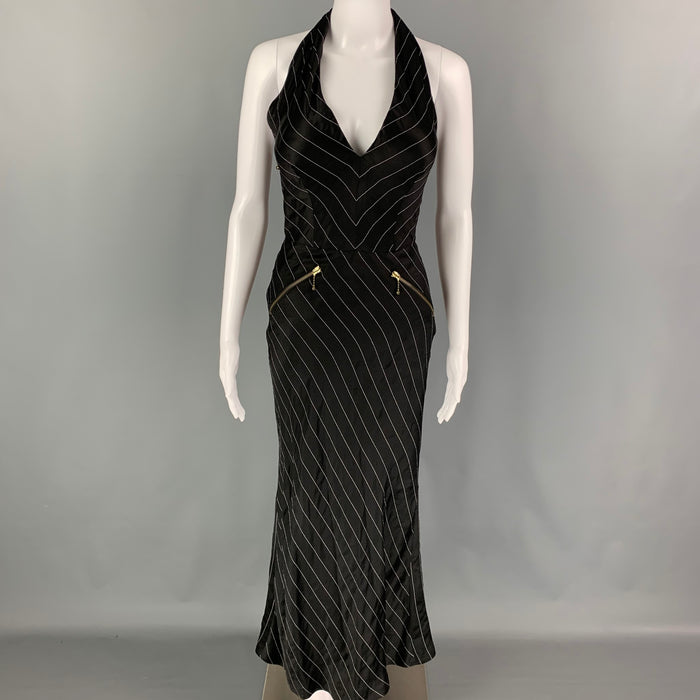 JEAN PAUL GAULTIER SS 1995 Size 4 Black White Acetate Blend Stripe Gown Dress