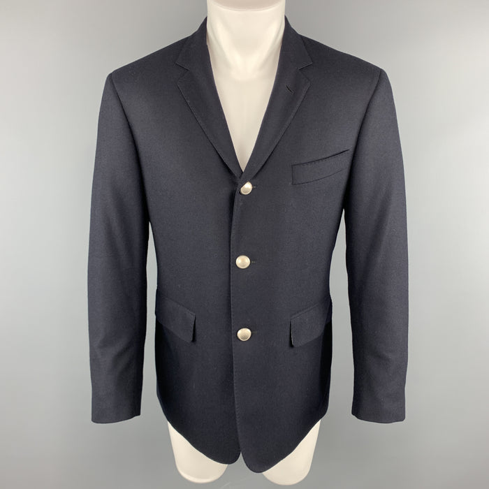 BLACK FLEECE Size 40 Navy Wool Notch Lapel Metal Buttons Sport Coat
