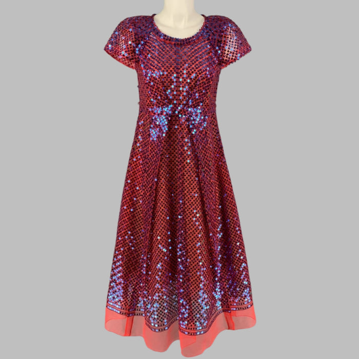 MARC JACOBS Size 2 Orange & Blue Polyester Blend Sequined Shift Dress