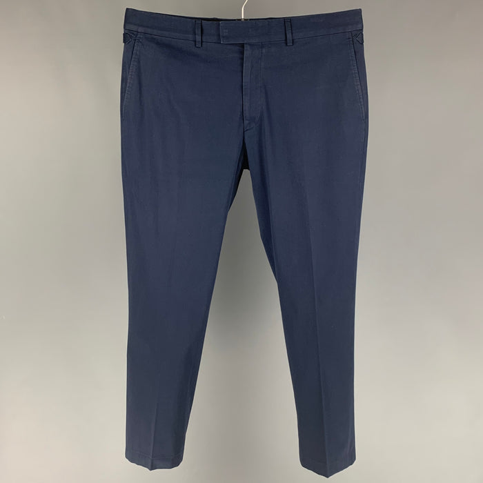 LOUIS VUITTON FW 2016 Size 34 Navy Blue Cotton Flat Front Dress Pants
