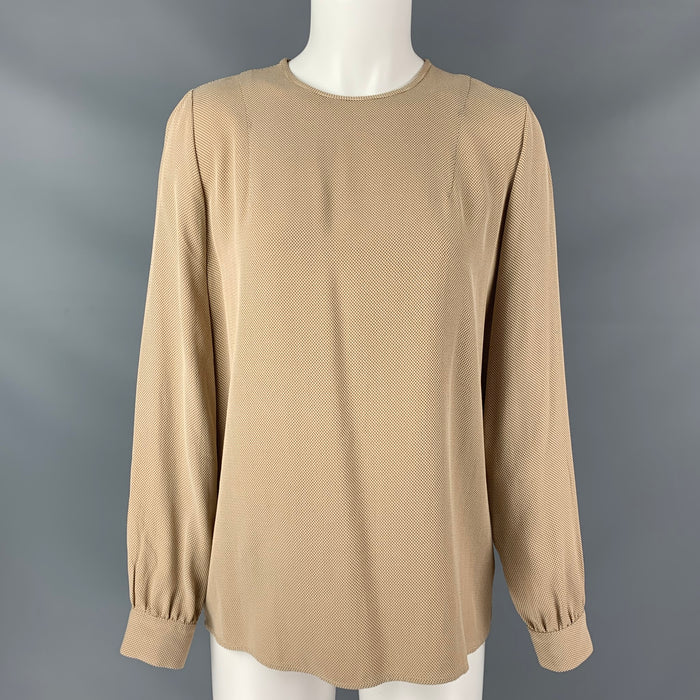 GIORGIO ARMANI Size 6 Beige Viscose Acetate Squares Blouse