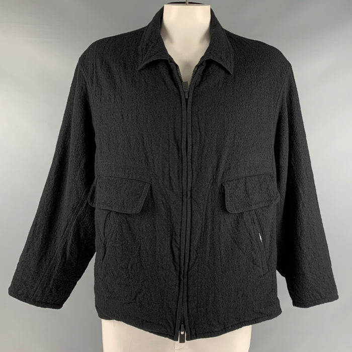 YOHJI YAMAMOTO Size L Black Wool Zip Up Jacket